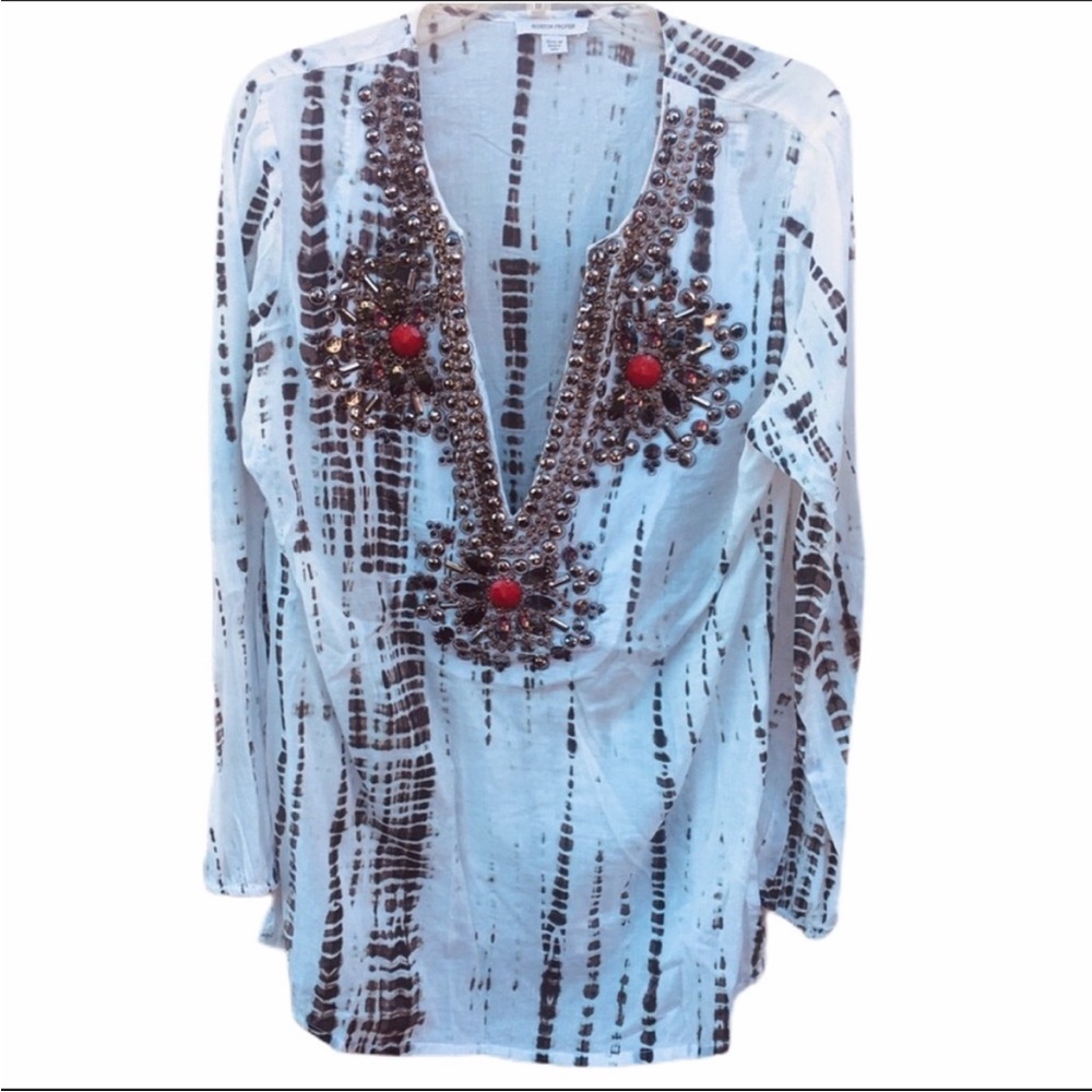 Boston Proper Beaded Embellished Tunic/ Cover Up